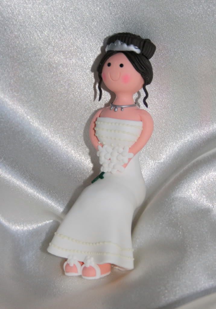 NEW SITTING BRIDE WEDDING cake topper BROWN hair eBay