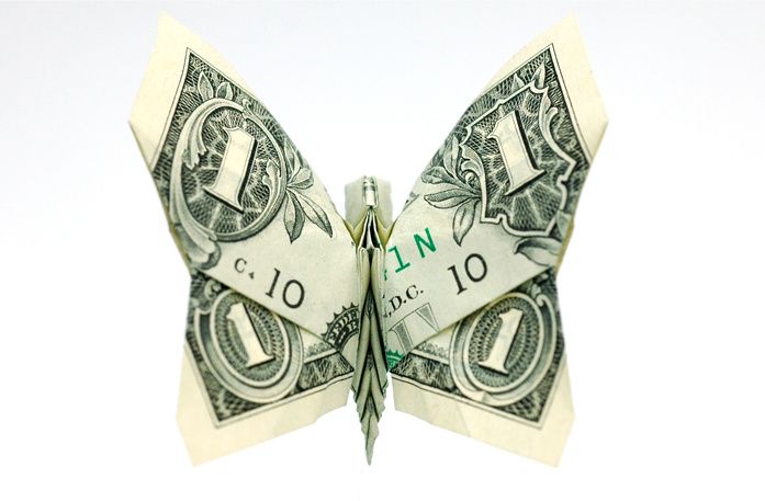 dollar bill origami butterfly. origami butterfly
