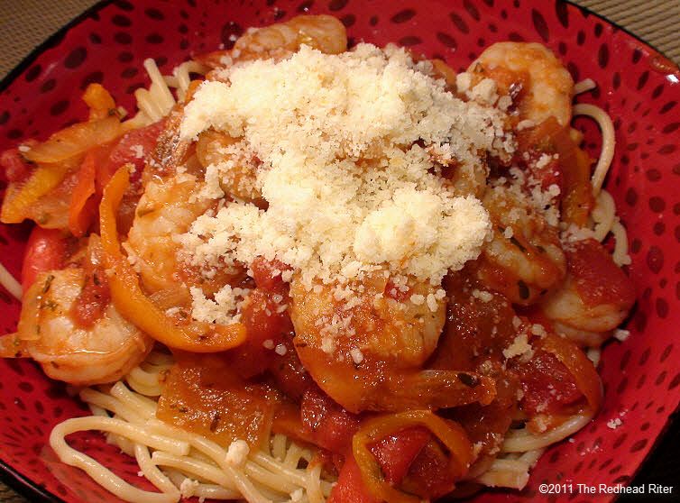 Shrimp Tomato Pepper Spaghetti