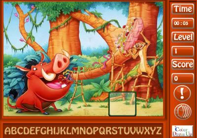 Timon and Pumba Hidden Alphabets Game