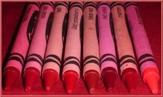 view 1 row of red crayons