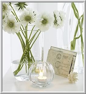candle and white flowers