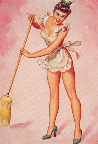 pin up girl cleaning