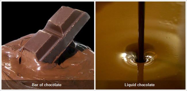 bar and liquid chocolate respectively