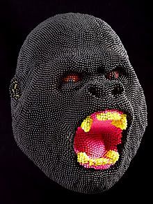 David Mach matchstick gorilla mouth open
