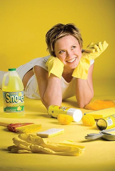happy woman with gloves