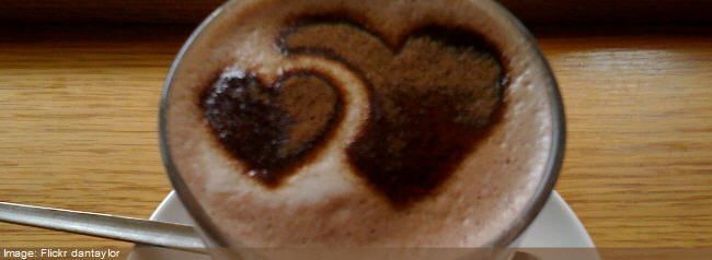 heart in hot chocolate froth