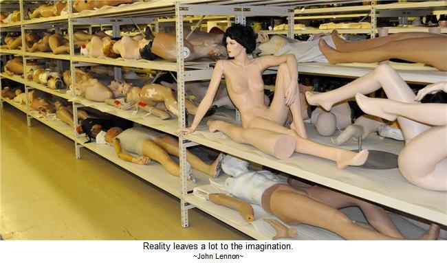 mannequins on a shelf