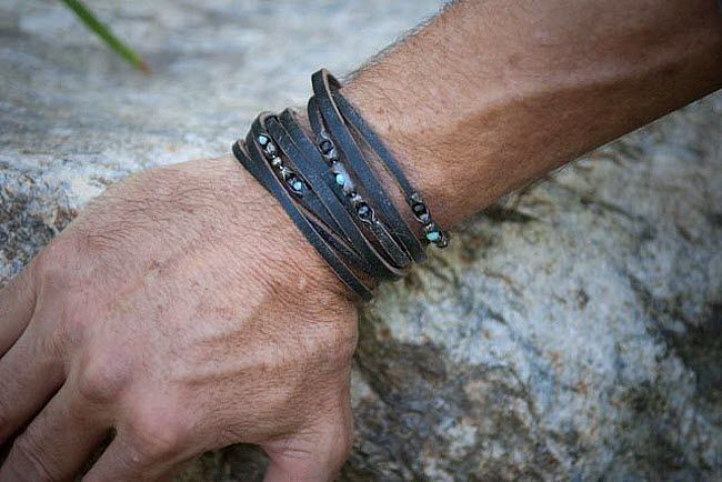 leather mens bracelet