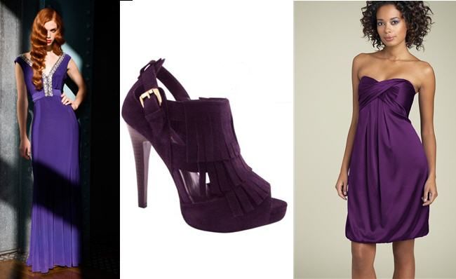 purple dresses and shoes