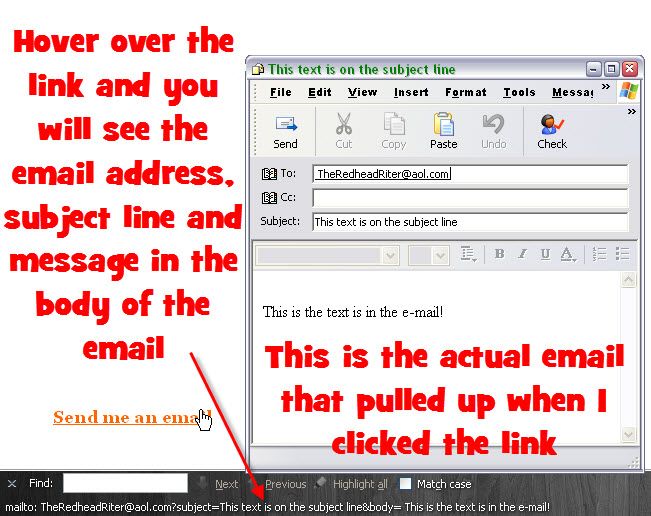 Mailto with address, subject and body of email