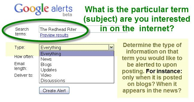Google Alerts type