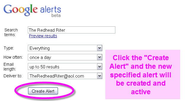Create Google Alert