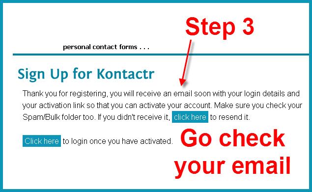 Kontactr Contact Form step 3