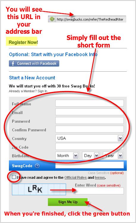 Swagbucks sign up page