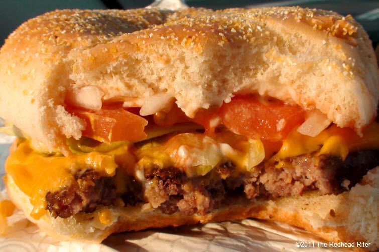 charbroiled hamburger and french fries