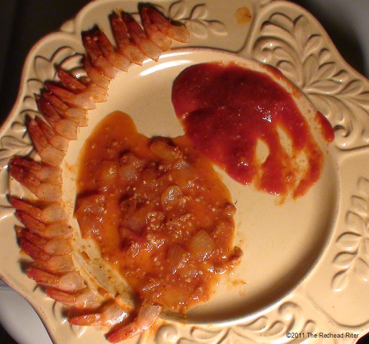 shrimp tails lined on the plate