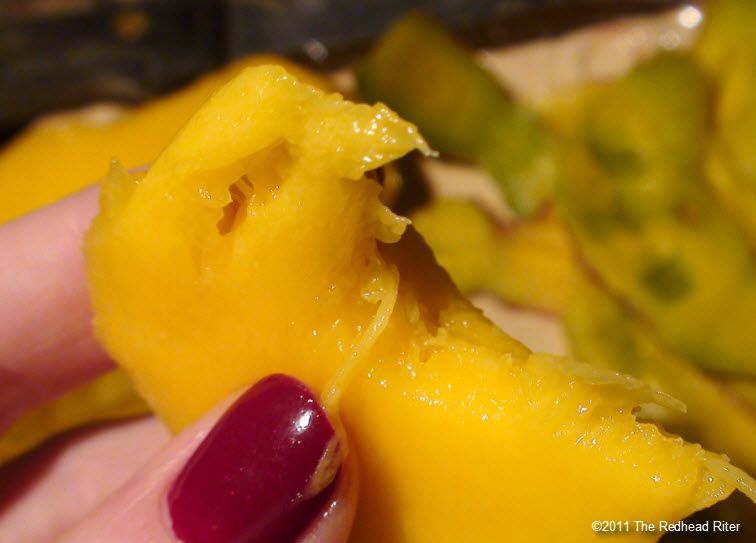 a juicy bite of mango