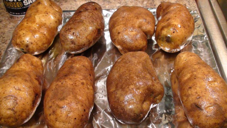 evenly space the potatoes on the grill rack