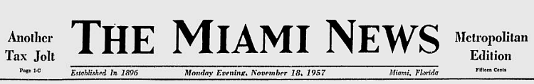 The Miami News newspaper of 1957