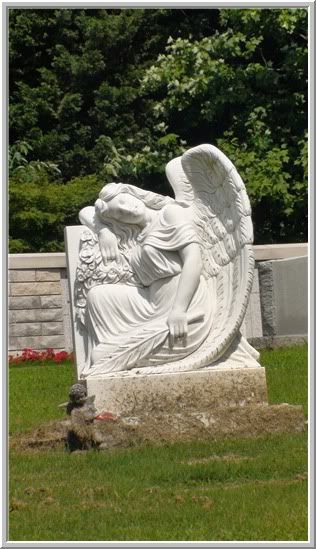 Angel statue on grave