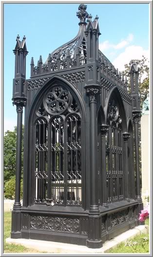 The metal structure around James Monroe concrete coffin