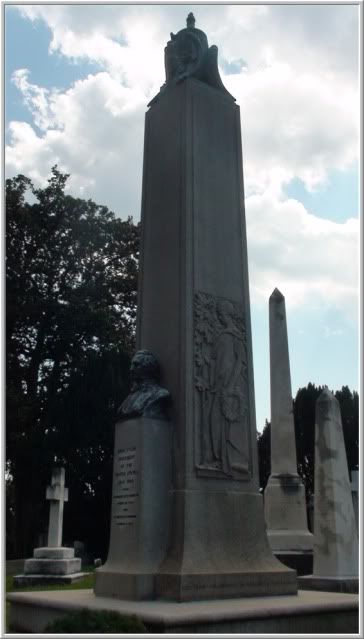 Full view of the monument and statue of John Tyler's gravesite