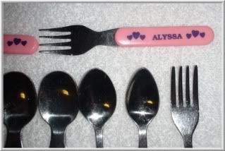 top of flatware and handle showing Alyssa's name