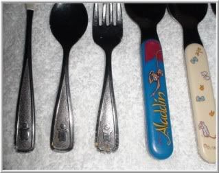 handles of the forks and spoons